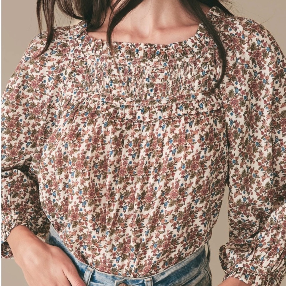 DOEN Agotha Blouse in Cream Forest XS